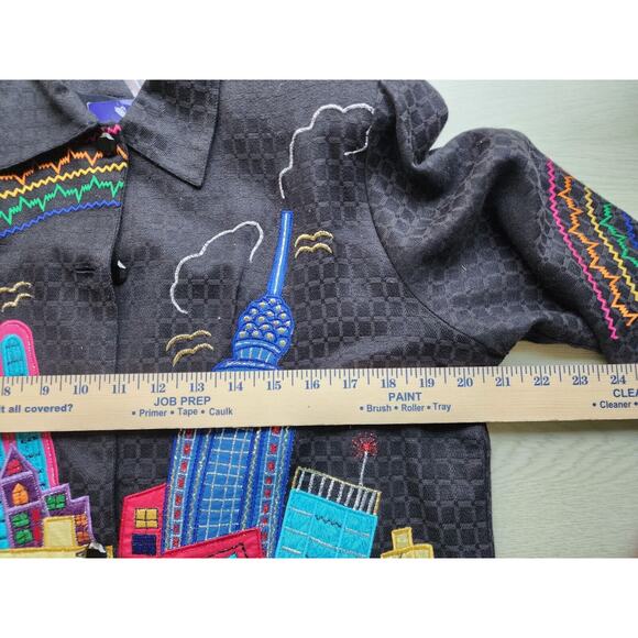 JACKET/TOP-PUSHPA-CITY SCAPE-Black-Bright-Metallic-Appliques-Light Weight-SIZE S - Picture 14 of 16